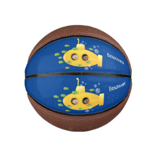 Cute yellow submarine fish cartoon illustration mini basketball