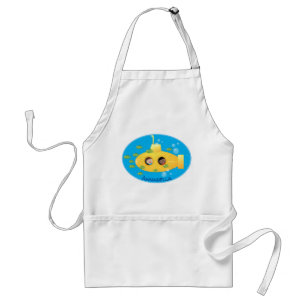 Cute yellow submarine fish cartoon illustration standard apron