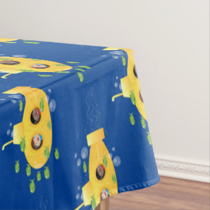Cute yellow submarine fish cartoon illustration tablecloth