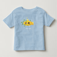 Cute yellow submarine fish cartoon illustration