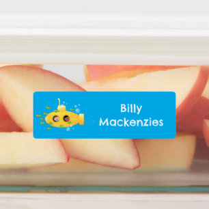 Cute yellow submarine fish cartoon personalised