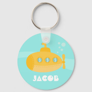 Cute Yellow Submarine Kids Personalised Keychain