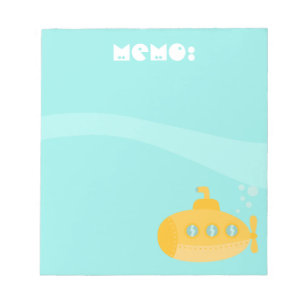 Cute Yellow Submarine under the sea, For Kids Notepad
