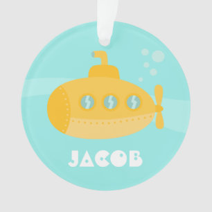Cute Yellow Submarine, Underwater, For Boys Ornament