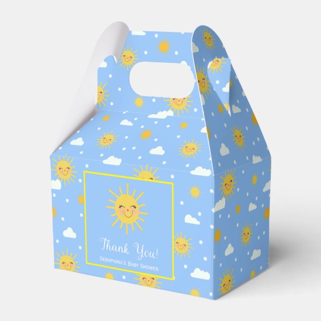 Cute Yellow Sun Blue Sky Baby Shower Favour Box (Front Side)