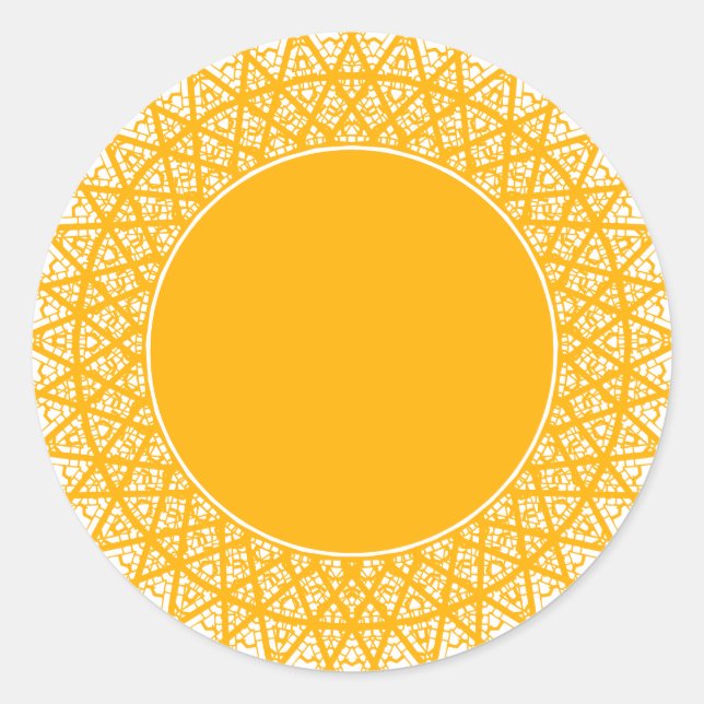 Cute yellow sun rays blank modern frame fun classic round sticker (Front)
