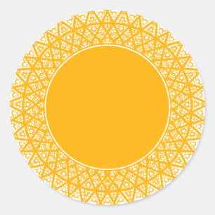 Cute yellow sun rays blank modern frame fun classic round sticker