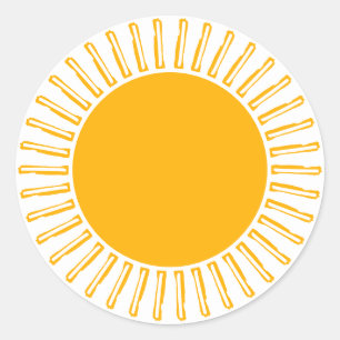 Cute yellow sun rays blank modern happy fun classic round sticker
