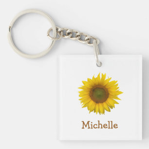 Cute Yellow Sunflower Bloom Key Ring