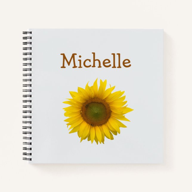 Cute Yellow Sunflower Floral Personalised Notebook (Front)