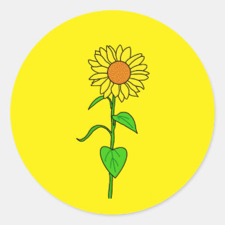 Cute yellow sunflower for small business packing classic round sticker