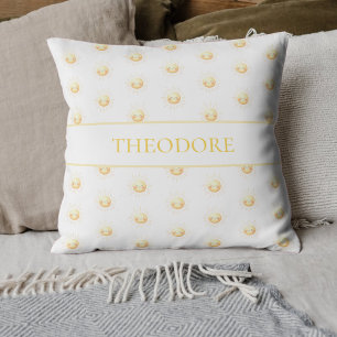 Cute Yellow Sunshine Boho Whimsical Kids Nursery Cushion