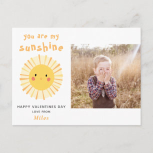 Cute yellow sunshine illustration valentines day postcard