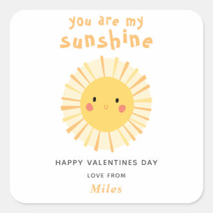 Cute yellow sunshine illustration valentines day square sticker
