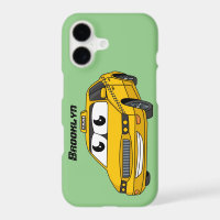 Cute yellow taxi fun cartoon illustration
