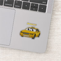 Cute yellow taxi fun cartoon illustration