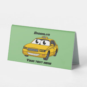 Cute yellow taxi fun cartoon illustration