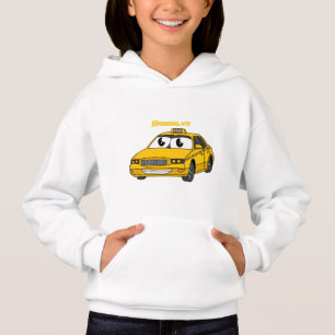 Cute yellow taxi fun cartoon illustration