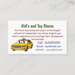 Cute yellow taxi fun cartoon illustration business card