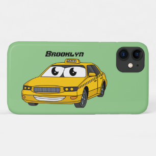 Cute yellow taxi fun cartoon illustration iPhone 11 case