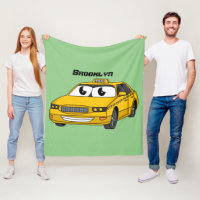 Cute yellow taxi fun cartoon illustration