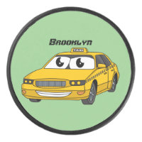 Cute yellow taxi fun cartoon illustration