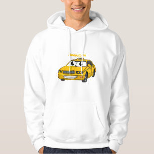 Cute yellow taxi fun cartoon illustration hoodie