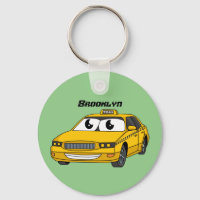 Cute yellow taxi fun cartoon illustration