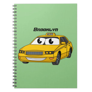Cute yellow taxi fun cartoon illustration notebook