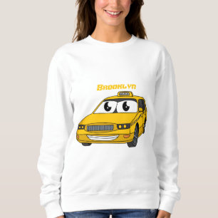 Cute yellow taxi fun cartoon illustration  sweatshirt