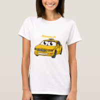 Cute yellow taxi fun cartoon illustration