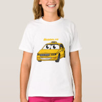 Cute yellow taxi fun cartoon illustration