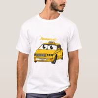 Cute yellow taxi fun cartoon illustration