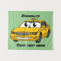 Cute yellow taxi fun cartoon illustration