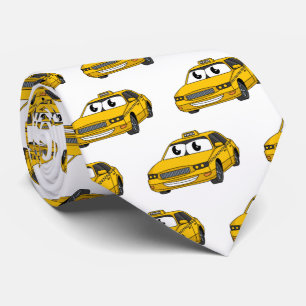 Cute yellow taxi fun cartoon illustration  tie