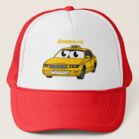 Cute yellow taxi fun cartoon illustration