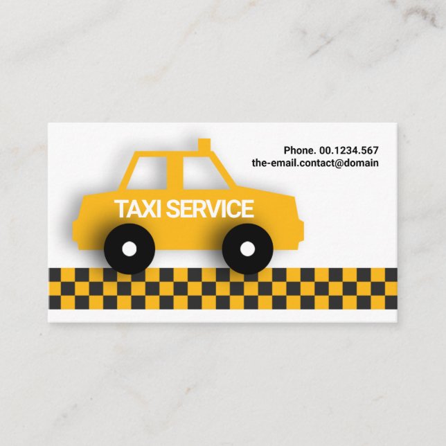 Cute Yellow Taxi On Call Private Hire Driver Business Card (Front)