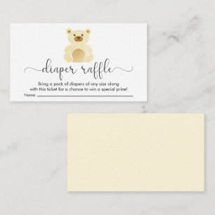 Cute Yellow Teddy Bear Diaper Raffle Baby Shower Enclosure Card