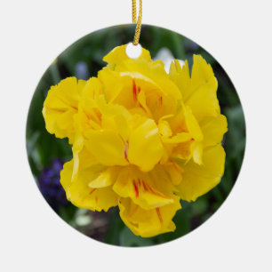 Cute yellow tulips in the garden ceramic tree decoration