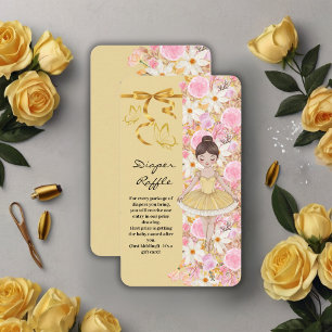 Cute Yellow Tutu Ballerina Butterflies Baby Shower Enclosure Card