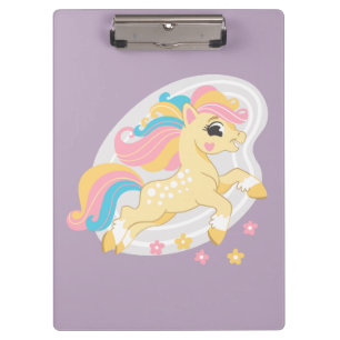 Cute yellow unicorn clipboard