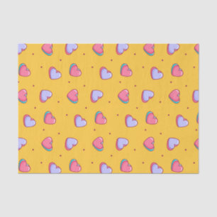 Cute Yellow Valentine's Day Heart Doodle Pattern Tissue Paper