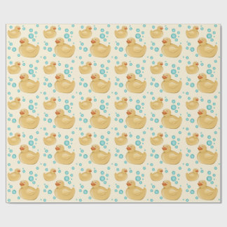 Cute Yellow Watercolor Rubber Duck Pattern Wrapping Paper