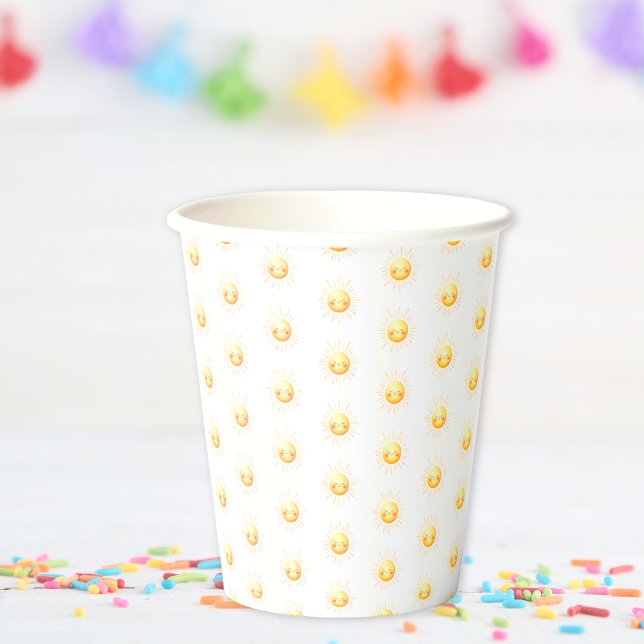 Cute Yellow Watercolor Sunshine Boho Whimsical Paper Cups (Creator Uploaded)