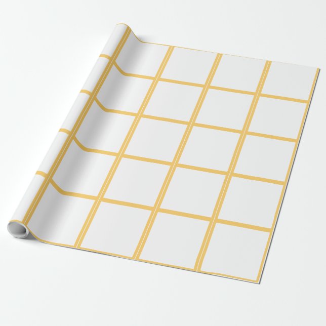 Cute Yellow White Check Wrapping Paper (Unrolled)