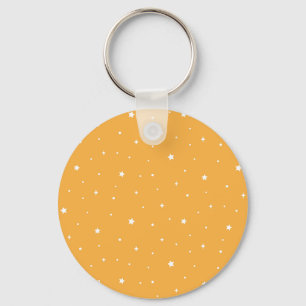 Cute Yellow White Starry Night Celestial Stars Key Ring