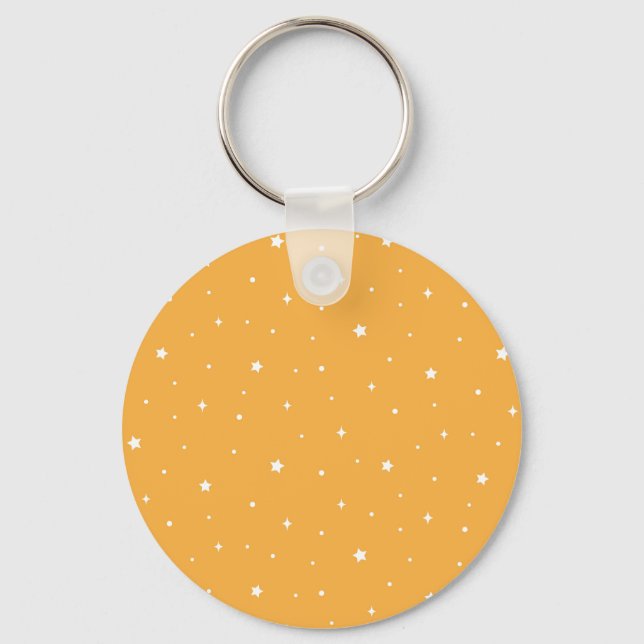 Cute Yellow White Starry Night Celestial Stars Key Ring (Front)