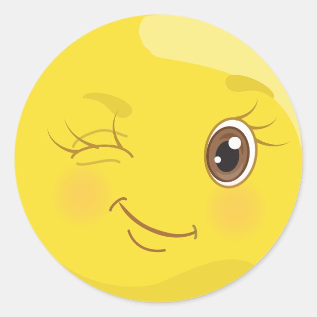 Cute Yellow Wink Emoji Stickers (Front)