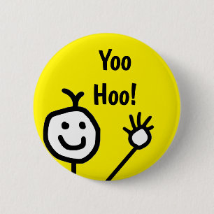 Cute Yellow Yoo Hoo Hello Smiling Face Cartoon 6 Cm Round Badge