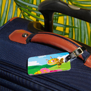 Cute Yet Creepy Monster Bee in a Flower Field Luggage Tag